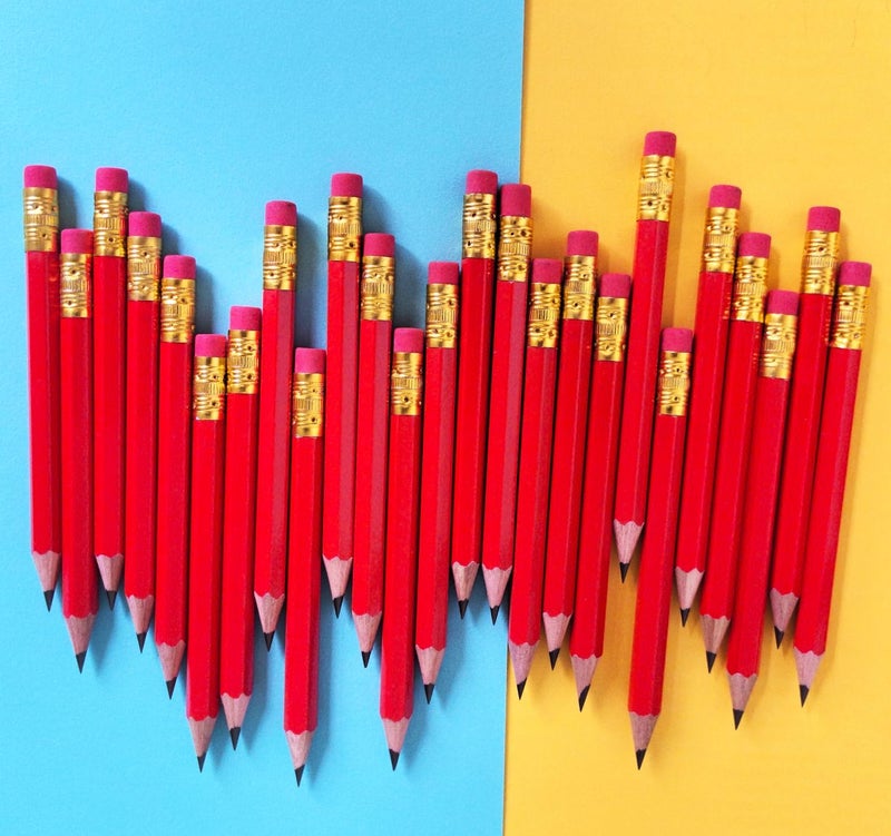Adhere 25pcs Golf Pencils with eraser Hexagon Wooden Pencils Graphite 2B for Golf Event Scoring,Classroom,Wedding,Company Meetings,Pew, Pocket (Red) - Image 4